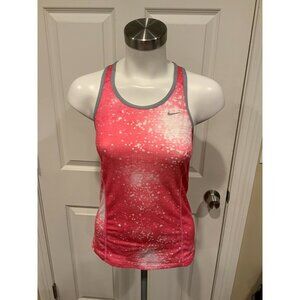 Nike Dri-Fit Pink & White Splatter Print Athletic Tank Top, Size XS